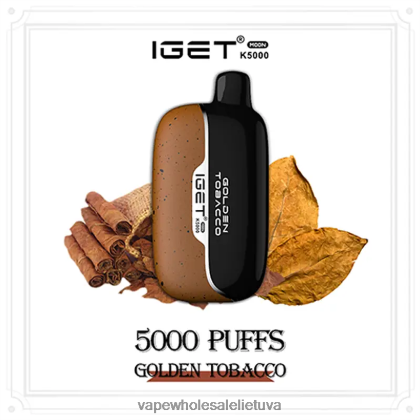 Vape Wholesale Lietuva 22NZ281 auksinis tabakas IGET Moon 5000 tūkst