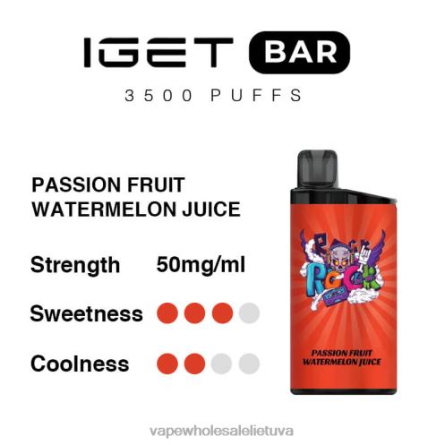 E Cigareciu Z8D0T97 | IGET BAR aistros vaisių arbūzų sultys 3500 5% nikotino