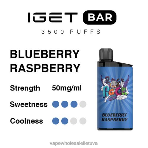 Vape Be Nikotino Z8D0T92 | IGET BAR mėlynių aviečių 3500 5% nikotino