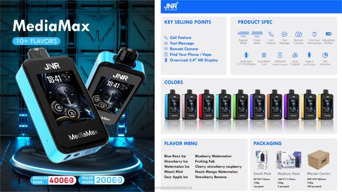 E Cigareciu Skysciai PB0619 - JNR MediaMax 40 tūkst Majamio mėtų