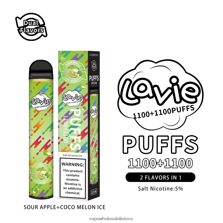 LAVIE BAR Switch 2200 įkvėpimų PHN2B4297 | Vape Shop Kaunas rūgščių obuolių / kokoso meliono ledas
