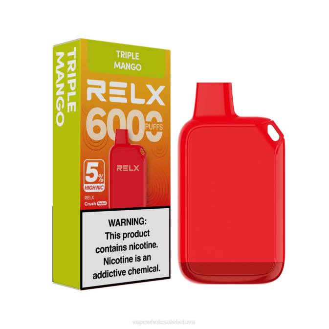 Vape Lietuva L40B26 - trigubas mangas RELX Crush Pocket 6000 5% didelis nic