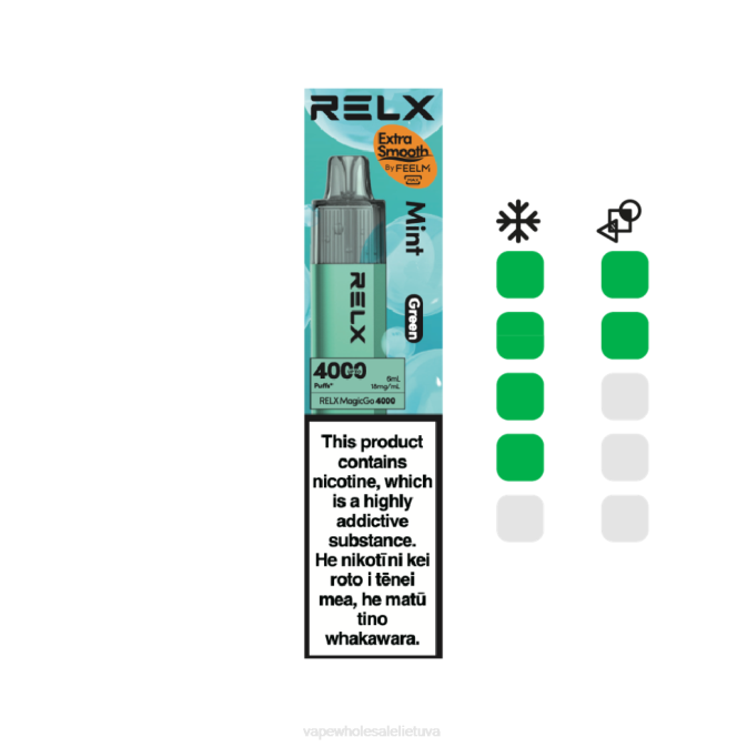 Vape Shop Vilnius L40B4 - mėtų (žalia) RELX MagicGo 4000 vienkartinių vape
