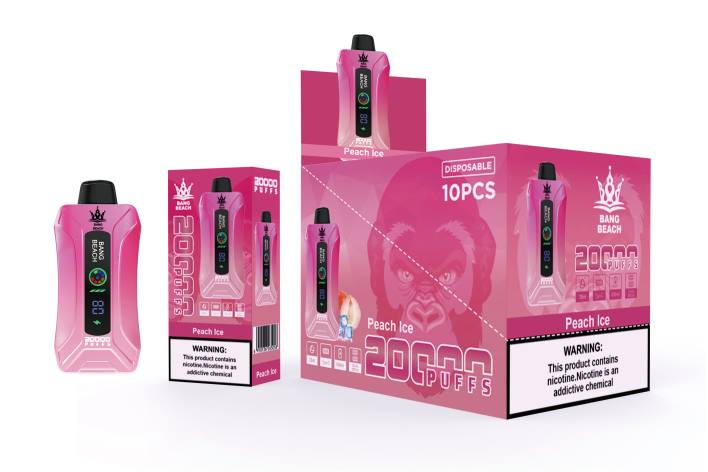 Bang Beach 20 000 išpūtimų išmanusis ekranas 22TF9 - Vape Be Nikotino persikų ledas