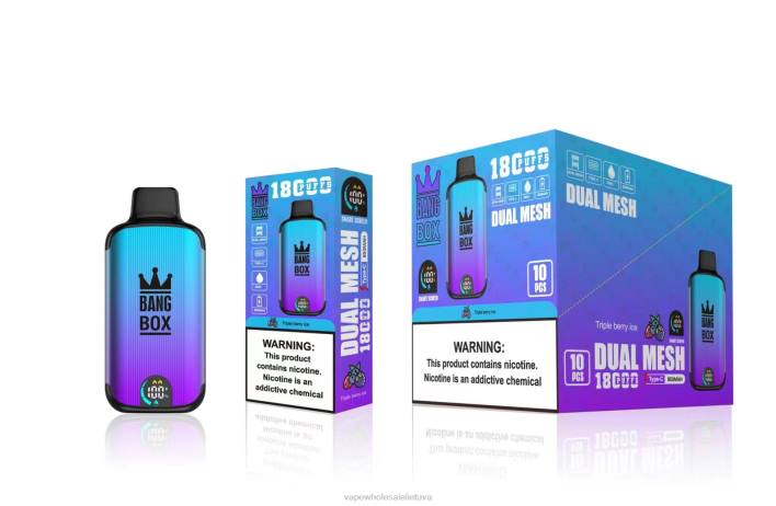 Bang Box 18000 išpūtimų 22TF95 - E Cigareciu trigubo uogų ledo