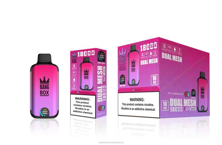 Bang Box 18000 išpūtimų 22TF98 - Vape Shop Kaunas rūgštus aviečių ledas