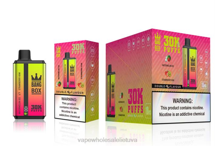 Bang Box 30 000 dvigubų skonių 22TF62 - Vape Be Nikotino arbūzų ledas ir braškių kiviai