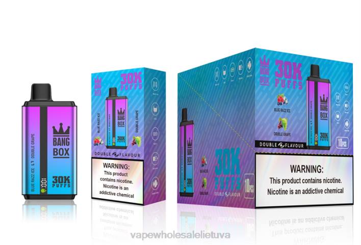 Bang Box 30 000 dvigubų skonių 22TF72 - Vape Lietuva mėlynas razz ledas ir dviguba vynuogė