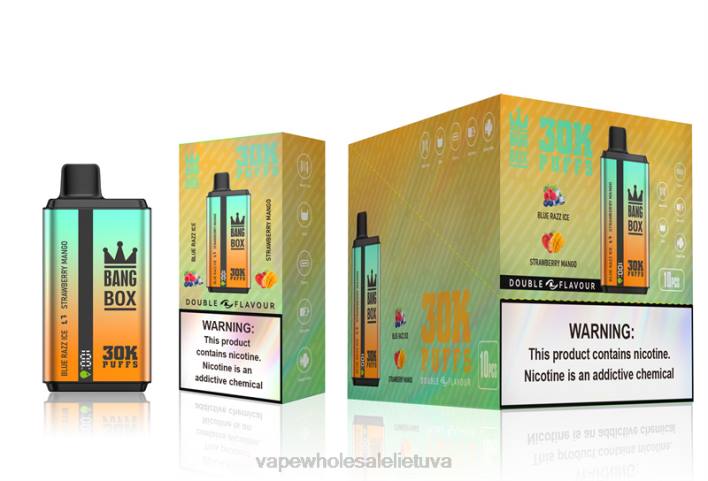 Bang Box 30 000 dvigubų skonių 22TF73 - E Cigareciu Skysciai mėlynas razz ledas ir braškinis mangas