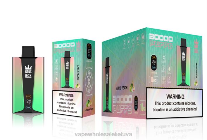 Bang Box 30 000 pūtimų išmanusis ekranas 22TF83 - Vape Be Nikotino obuolinis persikas