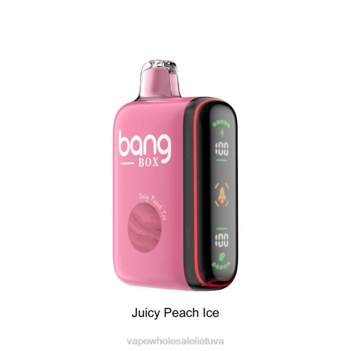Bang Box 9000-18000 pūtimų išmanusis galios ekranas 22TF29 - Vape Wholesale Lietuva sultingas persikų ledas