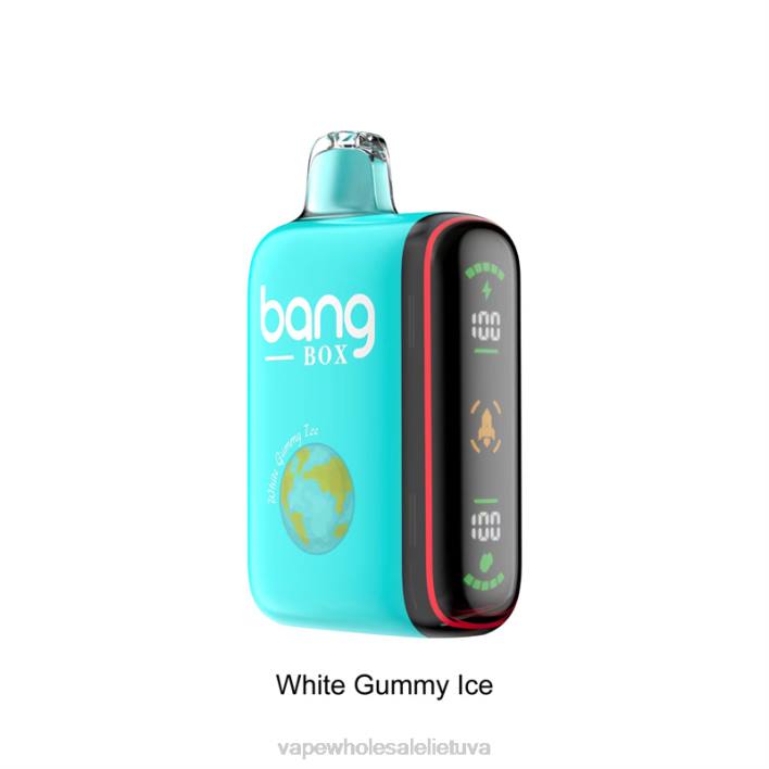 Bang Box 9000-18000 pūtimų išmanusis galios ekranas 22TF30 - Vape Be Nikotino baltas guminis ledas