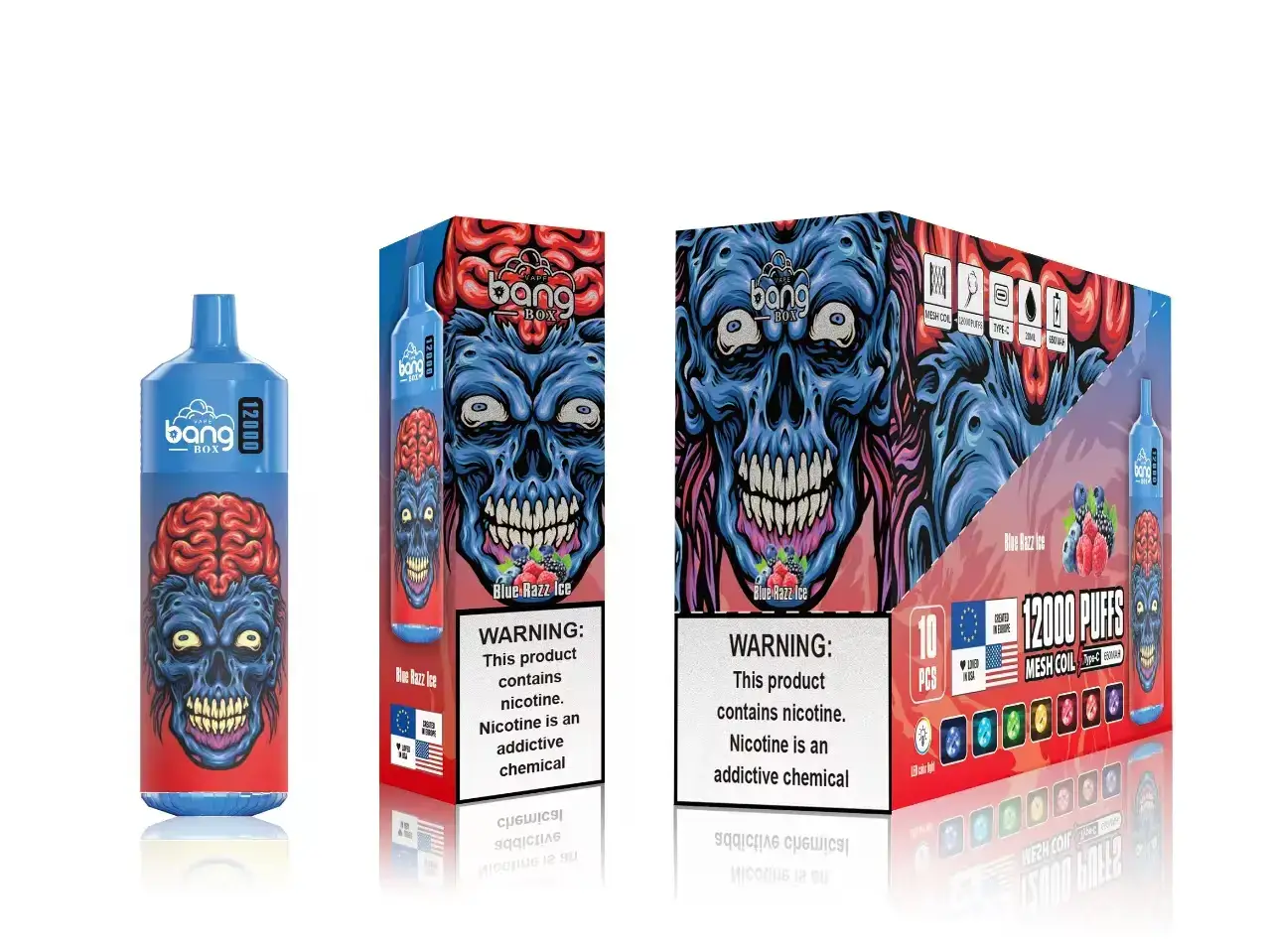 E Cigareciu Z8D0T117 | Bang Box mėlynas razz ledas 12000 įpūtimų