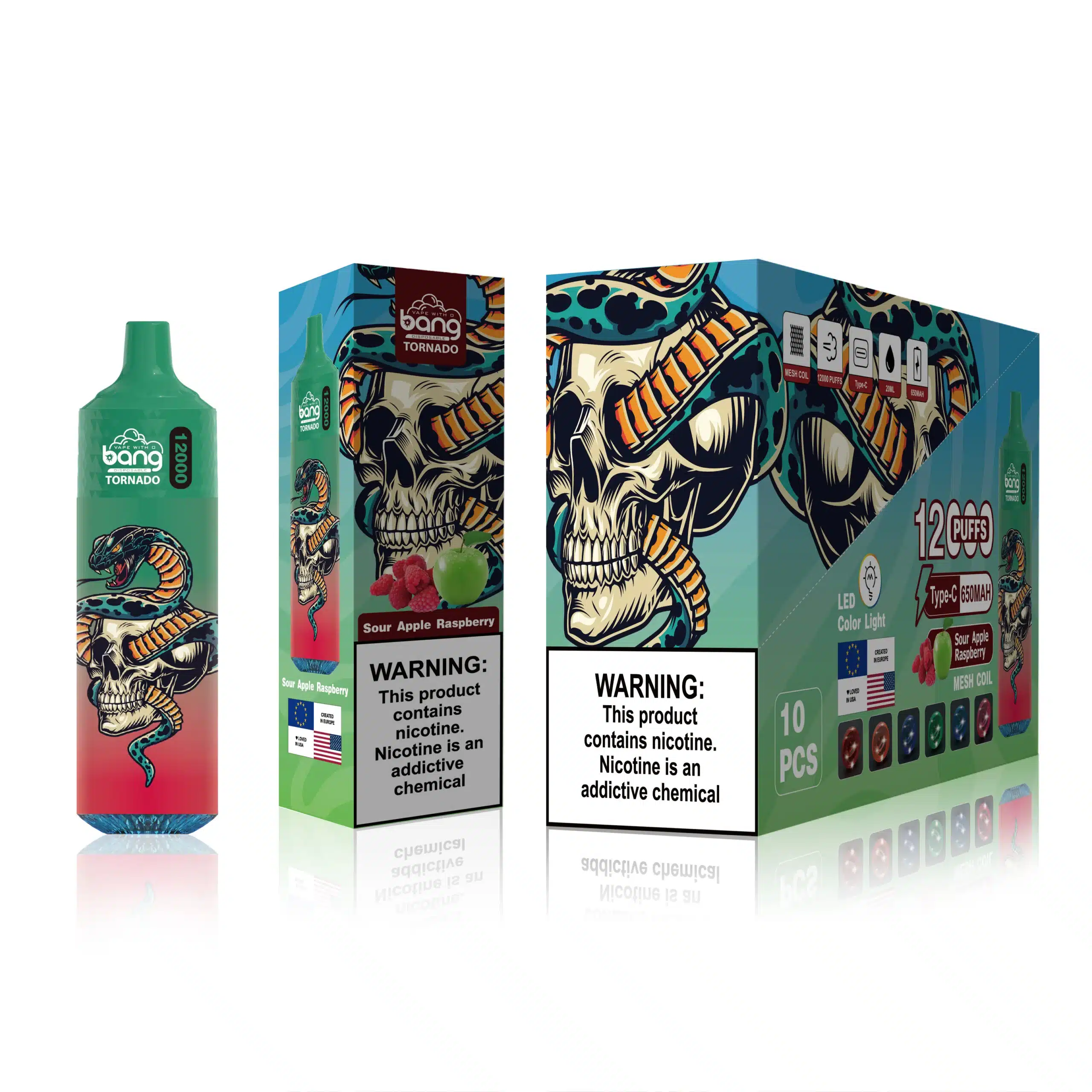 Vienkartiniai Vape Z8D0T118 | Bang Box rūgščių obuolių aviečių 12000 įpūtimų