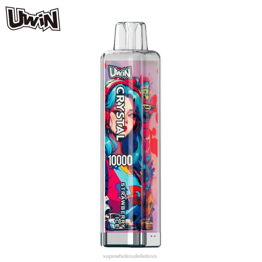 Vape Be Nikotino braškių ledų - UWIN CRYSTAL 10000 vienkartinių garų H8T29